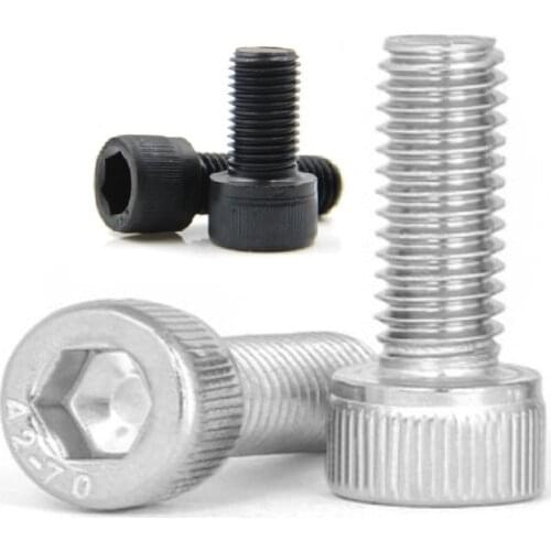 5-100pc DIN912 M1.6 M2 M2.5 M3 M4 M5 M6 M8 304 A2 Stainless Steel Black grade 12.9 Allen Hexagon Hex Socket Cap Head Screw