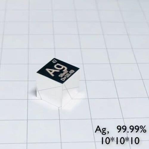Polished Cube Ag Mirror Shining Metal Element Collection Hobbies Science Experiment 10x10x10mm Density cube