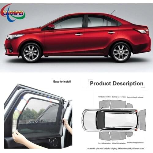 For Toyota Vios 2018 Car Full Side Windows Magnetic Sun Shade UV Protection Ray Blocking Mesh Visor Car Decoration Accessories