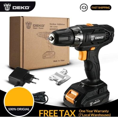 DEKO GCD20DU5 18V Electric Screwdriver Cordless Drill Mini Power Driver DC Lithium-Ion Battery 2-Speed