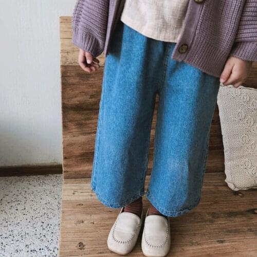 Children Loose Straight Jeans Girl Pants Spring Autumn Fashion New Children Jeans Solid Casual Wide Leg Pants for Boys Clothes
