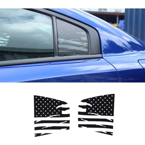For Dodge Charger 2015 2016 2017 2018 2019 2020 2021 Car Exterior Rear Triangular Glass Trim Decal Sticker American Flag Styling
