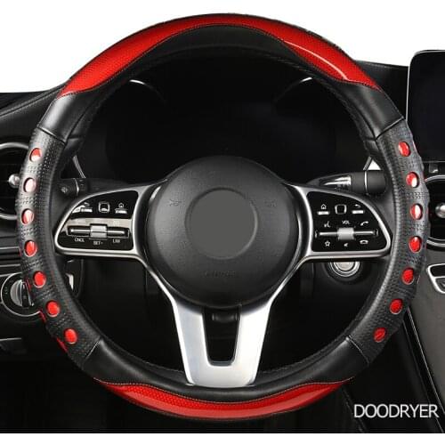 DOODRYER Carbon Fiber Leather Car Steering Wheel Cover For Isuzu D Max Trooper Rodeo Mux Ertiga APV Ignis Edition SX4