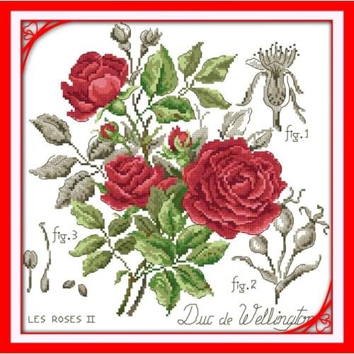 Everlasting Love Red Rose (2) Chinese Cross Stitch Kits Ecological Cotton Clear Stamped Printed 14 DIY Gift Christmas Decoration