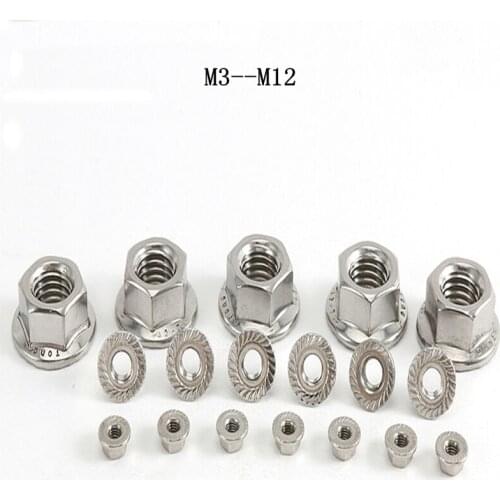 Stainless steel flange nut Hexagon anti-loose screw with cushion anti-slip nut M3M4M5M6M8-20