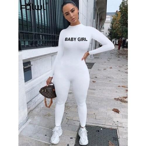 FQLWL Streetwear White Black Rompers Womens Jumpsuit Female Solid Long Sleeve One Piece Outfits Sexy Bodycon Jumpsuit Women 2020