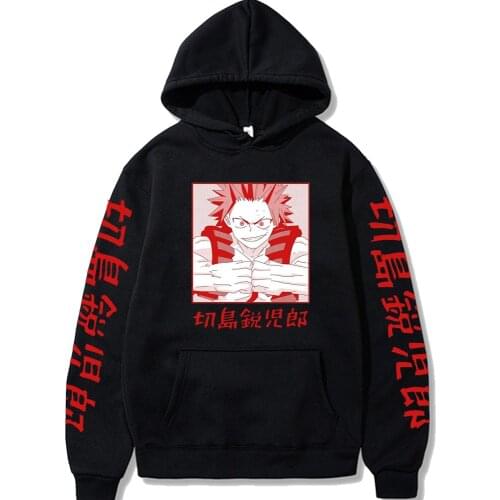 Harajuku Japanese Anime My Hero Academia Kirishima Eijirou Printed Mens Hoodies Sweatshirts Streetwear Cartoon Oversized Hoodie