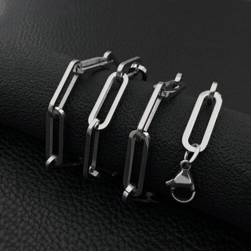 High Quality Round Lock Chain 316L Stainless Steel Necklace Punk Sweater Long Chain Neck Curb Necklace Gothic Jewelry 40CM 50CM