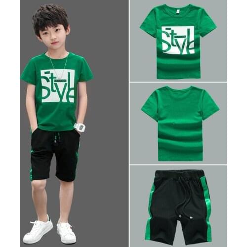 Boys Clothes Set Short Sleeve T-Shirt +Pants Summer Kids Boy Sports Suit Children Clothing Outfits Teen 5 6 7 8 9 10 11 12 Years