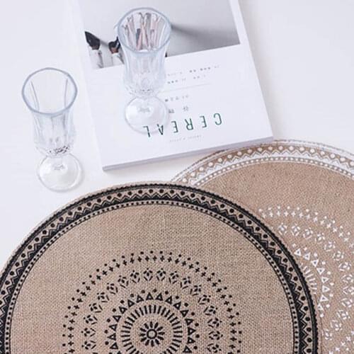 Round Lace Table Placemat Non-slip Mat Nordic Style Non-slip Placemat Heat Insulation Furniture Decoration Mat Coffee Cup Mats
