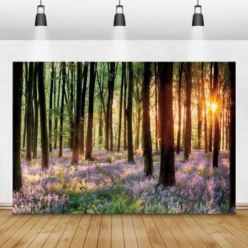 Laeacco Sunshine Forest Lavender Sea Child Portrait Indoor Decor Backdrop Photographic Background For Photo Studio Photophone