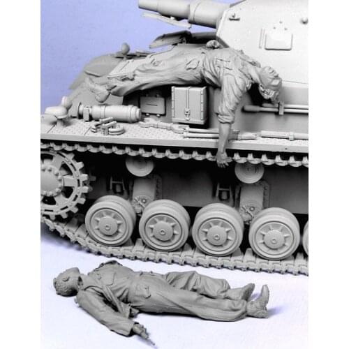 1:35 Scale Die-cast Resin World War II German Tank Soldiers 2 Character Scenes Need To Be Assembled And Colored By Themselves