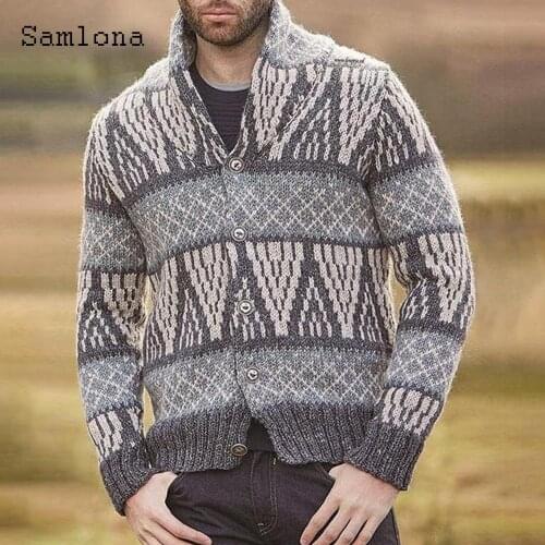 Plus Size 4xl Men Knitted Sweaters Winter Warm Coats Mens Streetwear 2021 Single Breasted Top Cardigans Male Patchwork Sweater