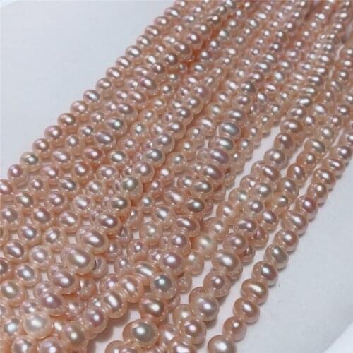 NEW wholesale 5PCS New Fashion Simple Natural 5-6MM Light purple A Nearly circular pearl loose beads DIY 15.5"