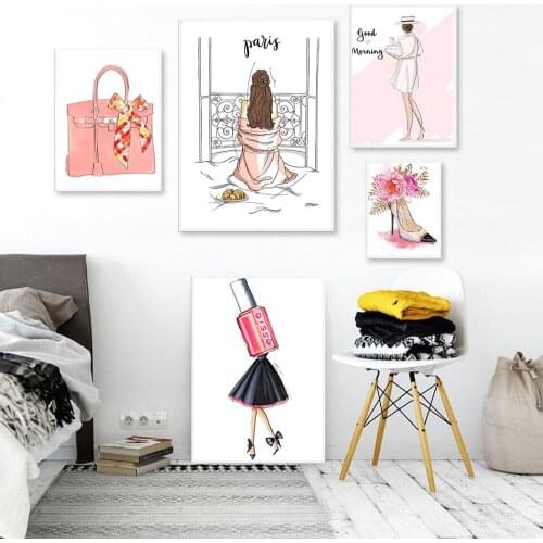 Paris Sexy Girl Fashion Dress Wall Art Canvas Painting Nordic Posters And Prints Salon Decoration Wall Pictures For Living Room