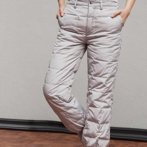 Thick Down Pants Female High Waist Warm Women Winter Down Feather Pants Casual Pant Women Leggings 2021 Trousers White Black