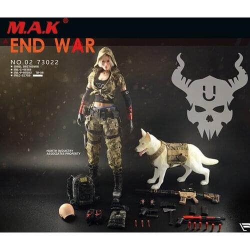 Full Set Figure 1/6 soldier model with war dog FS73022 12 inch movable female soldier FLAGSET Doomsday War Death Squad U Umir