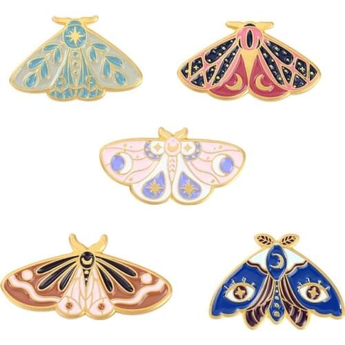 Color Moth Enamel Pins Art Painting Insects Brooches Bag Clothes Lapel Badge Cartoon Jewelry Gift for Kids Friends Trinket