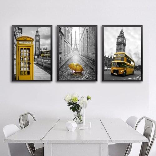 Unframed Retro Street Call Box Car Wall Picture Modern Watercolor Canvas Art Prints Poster Home Decor Painting For Living Room