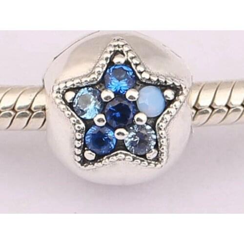 S925 DIY Jewelry Bright Star Clip Stopper Charm fit Lady Bracelets & Bangles