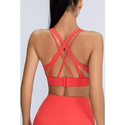 Sports Bra Women Back Cross Yoga Bra High Strength Shockproof Fitness Bra Adjustable Back Buckle Push Up Gym Running Yoga Vest