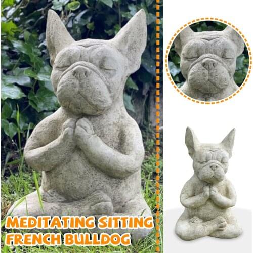 Simulation Animal Statue Resin Dog Figurines Meditating Sitting French Bull Dog French Bull DogDecor Bull Dog Garde Ornament