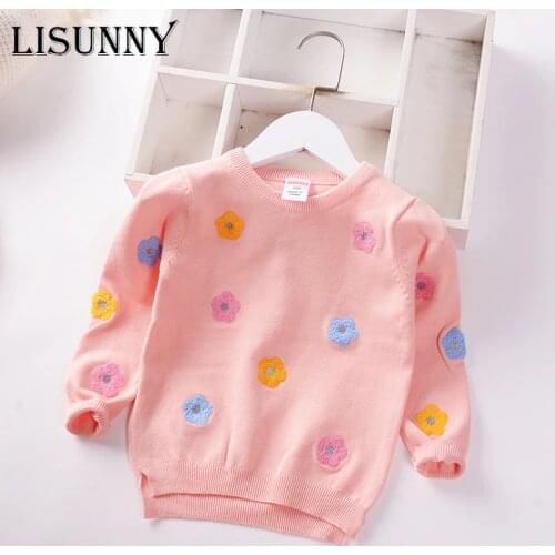 Girls Sweater Floral 2021 New Autumn Winter Baby Sweater Jumper Children Sweaters Fashion Toddler Pullover Kids Clothes 2-7y