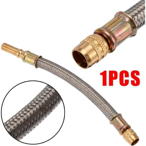 Universal 1pc Tyre Valve Stem Extension Adapte 304 Stainless Steel Braided Flexible Hose Extender Pipe