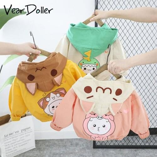 VearDoller Girls Coats Hooded Top Cute Cartoon Pattern Children Long Sleeve Outerwear for Boys Girls Breathable Kids Jacket Coat