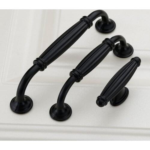 High Quality Fashion American Oxidized Die Cast Aluminum Black Handle Solid Thickened Desk Drawer Wardrobe Door Handle