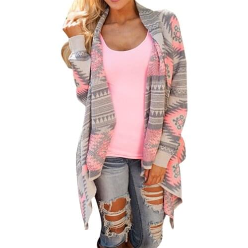 Outwear Women Knitwear Knitted Casual Loose Long Sleeve Sweater Long Cardigan -MX8