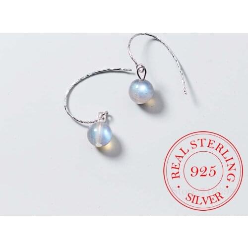 925 Sterling Silver Moonstar Stud Earrings For Women Wedding Jewelry Prevent Allergy Brincos pendientes mujer moda 2020