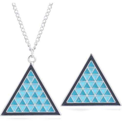 Game Detroit Become Human Blue Triangle Logo Enamel Alloy Badge Brooch Pin Clothes Lapel Accessories Pendant Necklace Jewelry