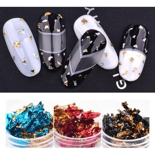 1 PCS Gold Silver Aluminum Nail Art Foil Sticker Paper 3d Glitter UV Gel Polish Design Nail Decoration Tools