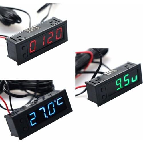 DC 12V DIY Multifunction Clock Car Temperature Battery Voltage Monitor Voltmeter