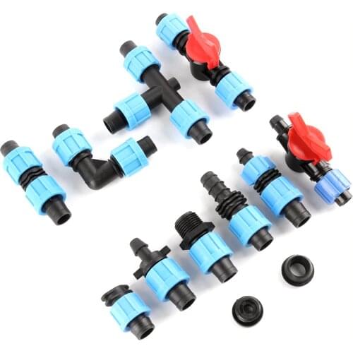 2pcs 16mm Micro Irrigation Drip Tape Connectors Pipe Fittings Thread Locked More Fixed Pipe Hose Joints Garden Water Connector