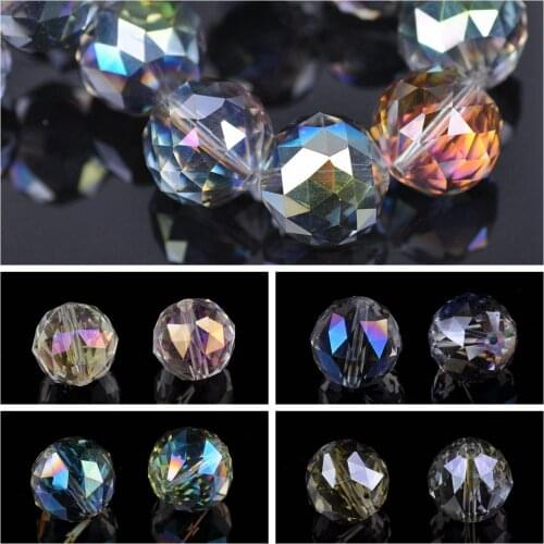 20mm Round Faceted Coloful Plated Crystal Glass Loose Beads for Jewelry Making DIY Crafts Findings