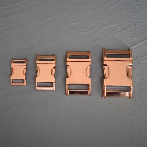 20 Pcs 15/20/25/30mm Rose Gold Metal Belt Buckle Side Release Curved Belt Buckle for Bag DIY Paracord Buckles Bracelet Trinket