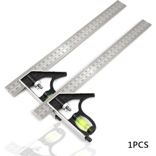 300Mm Adjustable Combination Square Angle Ruler 45 / 90 Degree With Bubble Level Multifunctional Gauge Measuring Tools