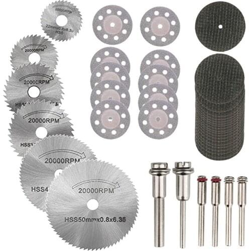 36PCS Rotary Cutting Wheels Tool Kit, Mini Diamond Cutting Wheel and HSS Circular Saw Blades and Resin Metal Cutting Wheels Tool