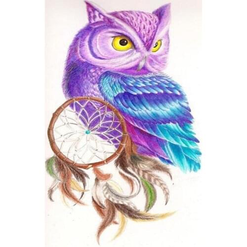 5D Diy Square Diamond Embroidery Painting owl Dream catcher of Cross Stitch Resin Full Diamond Painting owl 3d picture animals