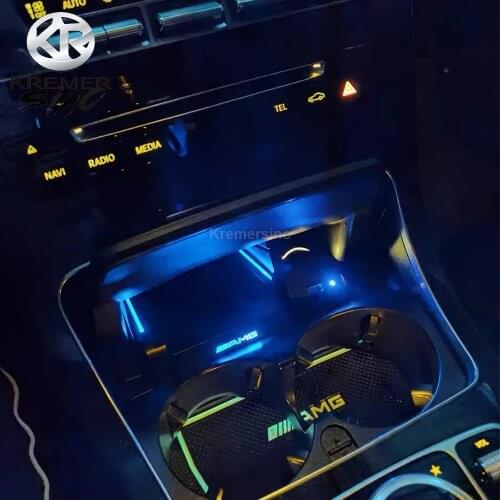 Qi Wireless charger Mobile Phone For Mercedes-Benz C Class C180/C200/C300 GLC200/GLC300 AMG C43/63/GLC43 With Atmosphere Lamp