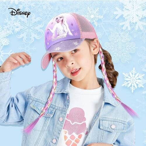 Disney Frozen High Quality Animal Cartoon Baseball Cap Cute with Braids Sweat Absorption Sunscreen for Children Baby Bonnet