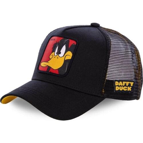 DAFFY Duck Mesh Hat Summer Baseball Cap Women Men Black Snapback Cartoon Net Hat Drop Shipping