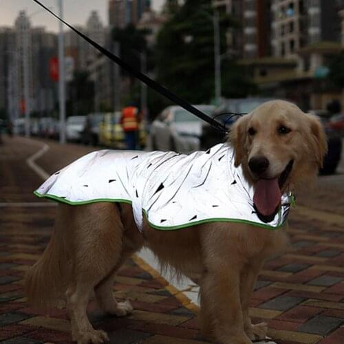 Medium Large Dog Cloak Reflective Waterproof Cloth Pet Windproof Rain Coat with Fluorescent Edging Pet Dress одежда для собак