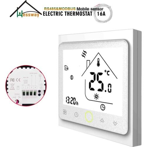 HESSWAY 24V 95-240VAC 16a rs485 thermostat switch for underfloor electric heat weekly programmable