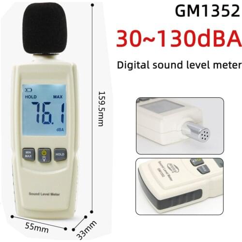 GM1352 Digital Sound Level Meter Noise Tester Sound Detector Decible Monitor 30-130dB Audio Measuring Instrument Alarm