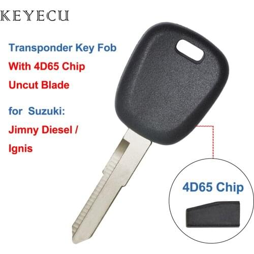 Keyecu Replacement Transponder Key with 4D65 Chip for Suzuki Ignis 2000-2008, Jimny Diesel 2002-2008, Uncut Blank Blade