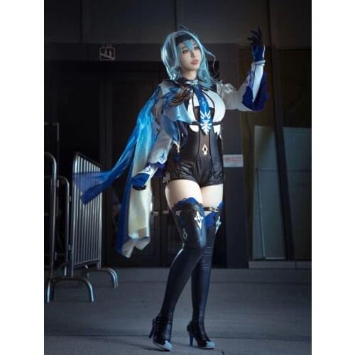 Fancy Womens Genshin Impact Eula Cosplay Costume and Accessories Full Set Carnival Halloween Outfit Cartoon Girl Party Clothes