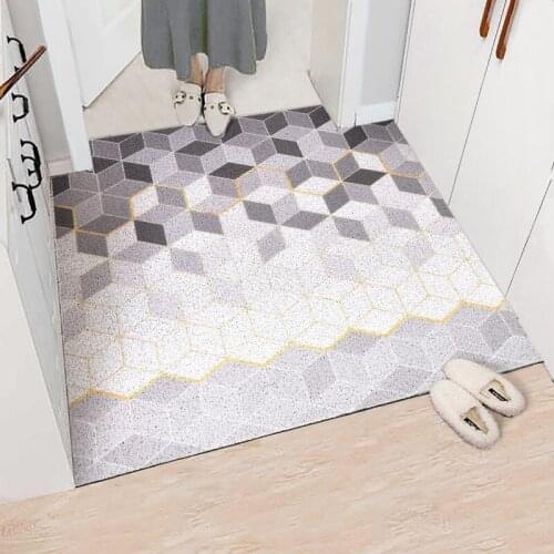 Cube Design Home Door Mat Kitchen Bath Bedroom Living Room Carpet PVC Silk Loop Anti-slip Mat Dustproof Entrance Hallway Doormat